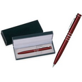 OfficePro pen series, Red ball point pen, metal barrel, black velvet gift box